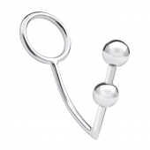 Кольцо на пенис с анальным стимулятором Two Bead Stainless Steel Anal Hook   Cock Ring - BlueLine - в Хабаровске купить с доставкой