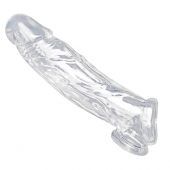 Прозрачная насадка для увеличения члена Realistic Clear Penis Enhancer and Ball Stretcher - 20,3 см. - XR Brands - в Хабаровске купить с доставкой