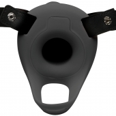 Черный полый страпон с вибрацией 2’’ Erection 28X Smooth Vibrating Silicone Penis Sheath - XR Brands - купить с доставкой в Хабаровске