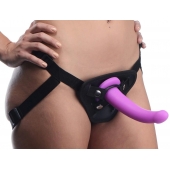 Лиловый поясной страпон Navigator Silicone G-Spot Dildo with Harness - 17,8 см. - XR Brands - купить с доставкой в Хабаровске