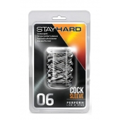 Прозрачная насадка с объёмными чёрточками STAY HARD COCK SLEEVE 06 CLEAR - Blush Novelties - в Хабаровске купить с доставкой
