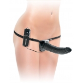 Черный страпон с вагинальной пробкой Deluxe Vibrating Penetrix Strap-On - 19 см. - Pipedream - купить с доставкой в Хабаровске