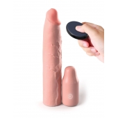 Телесная вибронасадка на член 3  Vibrating Mega X-tension with Remote - 22,9 см. - Pipedream - в Хабаровске купить с доставкой