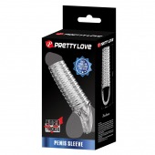 Прозрачная насадка на пенис с ребрышками и подхватом мошонки - Baile - в Хабаровске купить с доставкой