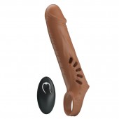 Коричневая вибронасадка с подхватом мошонки и пультом ДУ - Baile - в Хабаровске купить с доставкой