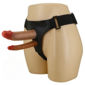 Темно-бежевый фаллопротез для двойного проникновения - 17,5 см. - Baile - купить с доставкой в Хабаровске