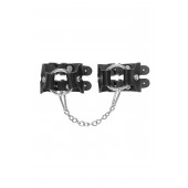 Черные кожаные наручники-браслеты из двух ремешков - Pecado - купить с доставкой в Хабаровске