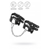 Черные кожаные наручники-браслеты из двух ремешков - Pecado - купить с доставкой в Хабаровске