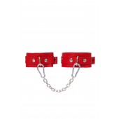 Красные кожаные узкие оковы со скруглёнными углами - Pecado - купить с доставкой в Хабаровске