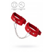 Красные кожаные узкие оковы со скруглёнными углами - Pecado - купить с доставкой в Хабаровске