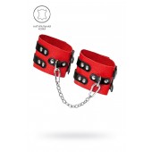 Красно-черные мягкие оковы с двумя ремешками с люверсами - Pecado - купить с доставкой в Хабаровске