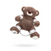 Бондажный набор: бурый мишка с белыми оковами и наручниками - Pecado - купить с доставкой в Хабаровске