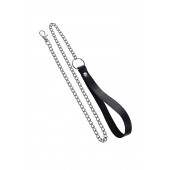 Поводок с ручкой из черной натуральной кожи и карабином для ошейника - Pecado - купить с доставкой в Хабаровске