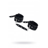 Черные двухслойные кожаные оковы с белой строчкой - Pecado - купить с доставкой в Хабаровске