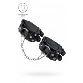 Черные кожаные оковы с двумя ремешками - Pecado - купить с доставкой в Хабаровске