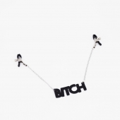 Зажимы на соски с кожаной подвеской Bitch - Crazy Handmade - купить с доставкой в Хабаровске