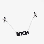 Зажимы на соски с кожаной подвеской Bitch - Crazy Handmade - купить с доставкой в Хабаровске