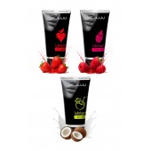 Набор из 3 съедобных лубрикантов JUJU (клубника, малина, кокос) - JuJu - купить с доставкой в Хабаровске