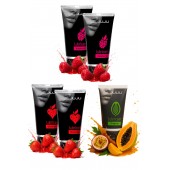 Набор из 5 съедобных лубрикантов JUJU (клубника х 2, малина х 2, тропические фрукты) - JuJu - купить с доставкой в Хабаровске