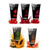 Набор из 5 съедобных лубрикантов JUJU (клубника, малина, тропические фрукты, вишня, грейпфрут) - JuJu - купить с доставкой в Хабаровске