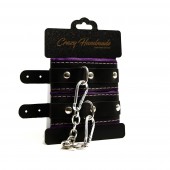Черно-фиолетовые скругленные наручники с мягкой подкладкой - Crazy Handmade - купить с доставкой в Хабаровске