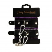 Черно-фиолетовые скругленные наручники с мягкой подкладкой - Crazy Handmade - купить с доставкой в Хабаровске