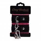 Черно-розовые скругленные наручники с мягкой подкладкой - Crazy Handmade - купить с доставкой в Хабаровске