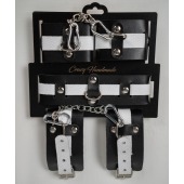 Набор фиксаторов из черной и белой натуральной кожи - Crazy Handmade - купить с доставкой в Хабаровске