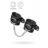Черные наручники из толстой натуральной кожи с люверсами - Pecado - купить с доставкой в Хабаровске