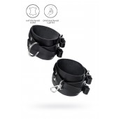 Черные кожаные оковы с двумя перекрёстными ремешками - Pecado - купить с доставкой в Хабаровске