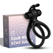 Черное эрекционное виброкольцо с подхватом мошонки Stay Hard - Boys of Toys - в Хабаровске купить с доставкой