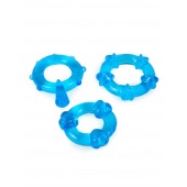 Набор из 3 синих эрекционных колец с различным рельефом - Erowoman-Eroman - в Хабаровске купить с доставкой