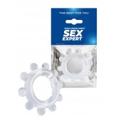 Прозрачное эрекционное кольцо со стимулирующими шариками - Sex Expert - в Хабаровске купить с доставкой