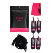 Черно-розовый эротический набор: фиксатор, оковы, наручники, повязка - Erokay - купить с доставкой в Хабаровске