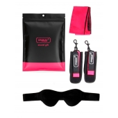 Черно-розовый эротический набор: маска, наручники и повязка - Erokay - купить с доставкой в Хабаровске