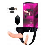 Женский страпон с 2 насадками, вибрацией и пультом ДУ - Erowoman-Eroman - купить с доставкой в Хабаровске