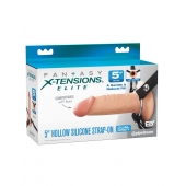 Телесный пустотелый фаллопротез 5’’ Hollow Silicone Strap-On - 14 см. - Pipedream - купить с доставкой в Хабаровске