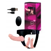 Женский страпон с 3 насадками и вибрацией - Erowoman-Eroman - купить с доставкой в Хабаровске