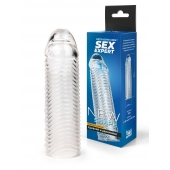 Прозрачная закрытая насадка на пенис с ребрышками - 16 см. - Sex Expert - в Хабаровске купить с доставкой