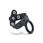 Черное эрекционное кольцо с подхватом мошонки на кнопках VS6 - Blush Novelties - в Хабаровске купить с доставкой