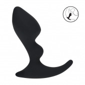 Черная анальная пробка для массажа простаты Double Ripple Silicone Prostate Massager - Shots Media BV - в Хабаровске купить с доставкой