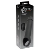 Черная вибронасадка для пениса с хомутом для мошонки и пультом ДУ Remote Controlled Penis Extension - Orion - в Хабаровске купить с доставкой