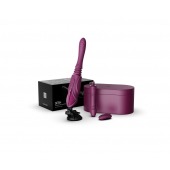 Фиолетовая секс-машина с функцией нагрева, насадками и присоской Sesh - Zalo - купить с доставкой в Хабаровске