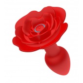 Красный анальный вибростимулятор в форме розы - Secwell
