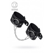 Черные оковы из толстой кожи с люверсами - Pecado - купить с доставкой в Хабаровске