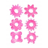 Набор из 6 розовых эрекционных колец с различным рельефом - Erowoman-Eroman - в Хабаровске купить с доставкой