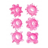 Набор из 6 розовых эрекционных колец с различным рельефом - Erowoman-Eroman - в Хабаровске купить с доставкой