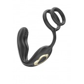 Черная анальная пробка с вращением и эрекционными кольцами - Ibiza - в Хабаровске купить с доставкой