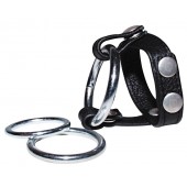 Подхват для мошонки с 3 съемными эрекционными кольцами Leder-Riemen - Orion - в Хабаровске купить с доставкой