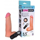 Фаллическая насадка Харнесс UNICOCK 5,5  с вибрацией - 17 см. - LOVETOY (А-Полимер) - купить с доставкой в Хабаровске